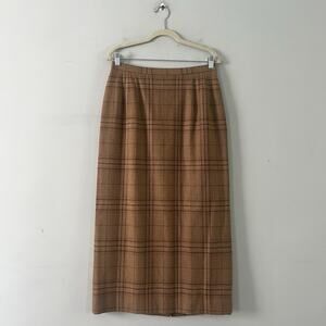 Vintage Pendleton 100% Virgin Wool Plaid Brown USA Academia Maxi Skirt
